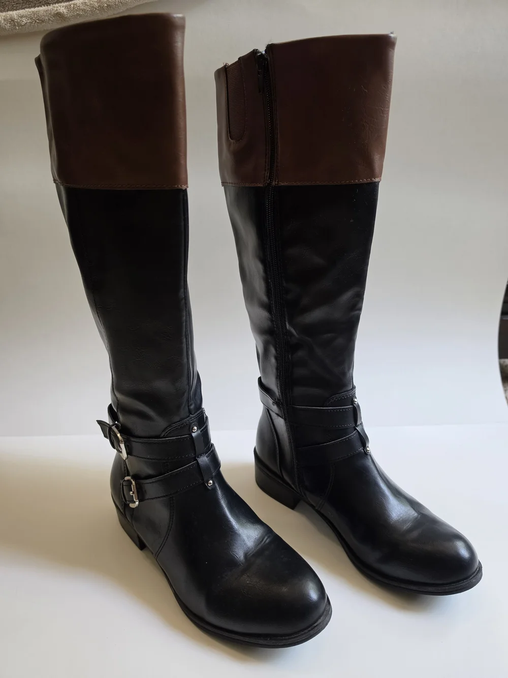 Arizona Jean Company Women's Black and Brown Over-the-Knee Riding Boots Size:8